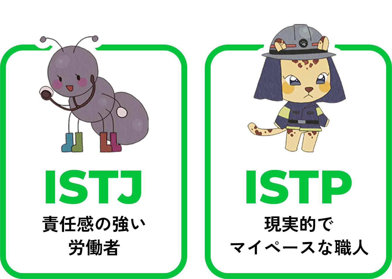 ISTJ 責任感の強い労働者/ISTP 現実的でマイペースな職人